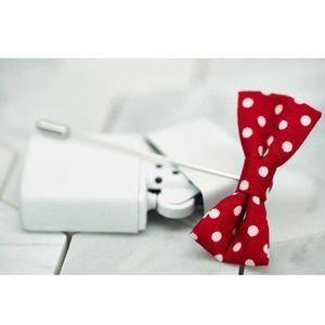 Dear Martian Mens Polka Dot Red Bow Tie Lapel Pin
